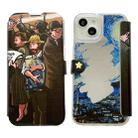 For iPhone 14 Plus Oil Painting Pattern Mirror Leather Phone Case(Subway) - 1