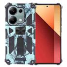 For Xiaomi Redmi Note 13 Pro 4G Camouflage Armor Kickstand TPU + PC Magnetic Phone Case(Mint Green) - 1