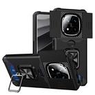 For Redmi Note 14 Pro 5G / 14 Pro+ 5G  Camera Shield Card Slot PC+TPU Phone Case(Black) - 1