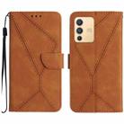 For vivo V23 5G Stitching Embossed Leather Phone Case(Brown) - 1