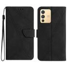 For vivo V23 5G Stitching Embossed Leather Phone Case(Black) - 1