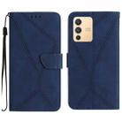 For vivo V23 5G Stitching Embossed Leather Phone Case(Blue) - 1
