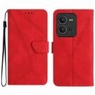 For vivo V25 / X80 Lite Stitching Embossed Leather Phone Case(Red) - 1