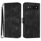 For Google Pixel 6a Line Pattern Skin Feel Leather Phone Case(Black) - 1