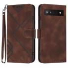 For Google Pixel 6a Line Pattern Skin Feel Leather Phone Case(Coffee) - 1