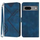 For Google Pixel 7 5G Line Pattern Skin Feel Leather Phone Case(Royal Blue) - 1