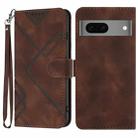 For Google Pixel 7 5G Line Pattern Skin Feel Leather Phone Case(Coffee) - 1