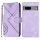 For Google Pixel 7 5G Line Pattern Skin Feel Leather Phone Case(Light Purple) - 1