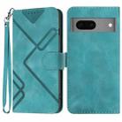 For Google Pixel 7 5G Line Pattern Skin Feel Leather Phone Case(Light Blue) - 1