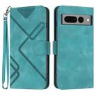 For Google Pixel 7 Pro 5G Line Pattern Skin Feel Leather Phone Case(Light Blue) - 1