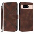 For Google Pixel 8a Line Pattern Skin Feel Leather Phone Case(Coffee) - 1