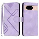 For Google Pixel 8a Line Pattern Skin Feel Leather Phone Case(Light Purple) - 1