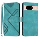 For Google Pixel 8a Line Pattern Skin Feel Leather Phone Case(Light Blue) - 1