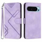 For Google Pixel 9 Pro Line Pattern Skin Feel Leather Phone Case(Light Purple) - 1