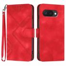 For Google Pixel 9a Line Pattern Skin Feel Leather Phone Case(Red) - 1