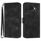 For Google Pixel 9a Line Pattern Skin Feel Leather Phone Case(Black) - 1