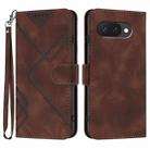 For Google Pixel 9a Line Pattern Skin Feel Leather Phone Case(Coffee) - 1