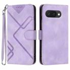 For Google Pixel 9a Line Pattern Skin Feel Leather Phone Case(Light Purple) - 1