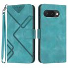 For Google Pixel 9a Line Pattern Skin Feel Leather Phone Case(Light Blue) - 1