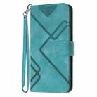 For Google Pixel 9a Line Pattern Skin Feel Leather Phone Case(Light Blue) - 2