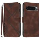 For Google Pixel 10 Pro XL Line Pattern Skin Feel Leather Phone Case(Coffee) - 1