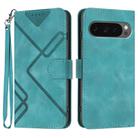 For Google Pixel 10 Pro XL Line Pattern Skin Feel Leather Phone Case(Light Blue) - 1