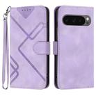 For Google Pixel 10 / Pixel 10 Pro Line Pattern Skin Feel Leather Phone Case(Light Purple) - 1