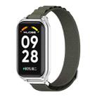 For Redmi Band 2 Mijobs Metal Shell Nylon Breathable Watch Band(khaki Green Silver) - 1