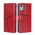 For Nokia C12 Geometric Stitching Leather Phone Case(Red) - 1