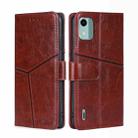 For Nokia C12 Geometric Stitching Leather Phone Case(Dark Brown) - 1