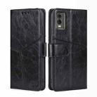 For Nokia C32 Geometric Stitching Leather Phone Case(Black) - 1