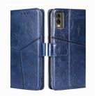 For Nokia C32 Geometric Stitching Leather Phone Case(Blue) - 1