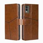 For Nokia C32 Geometric Stitching Leather Phone Case(Light Brown) - 1