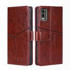For Nokia C32 Geometric Stitching Leather Phone Case(Dark Brown) - 1