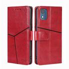 For Nokia C02 TA-1522 Geometric Stitching Leather Phone Case(Red) - 1