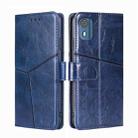 For Nokia C02 TA-1522 Geometric Stitching Leather Phone Case(Blue) - 1