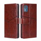 For Nokia C02 TA-1522 Geometric Stitching Leather Phone Case(Dark Brown) - 1