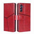 For Samsung Galaxy M54 5G Geometric Stitching Leather Phone Case(Red) - 1