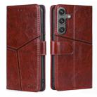 For Samsung Galaxy S24 5G Geometric Stitching Leather Phone Case(Dark Brown) - 1