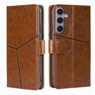 For Samsung Galaxy S24 Ultra 5G Geometric Stitching Leather Phone Case(Light Brown) - 1