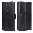 For Samsung Galaxy M55 5G Geometric Stitching Leather Phone Case(Black) - 1