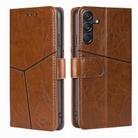 For Samsung Galaxy M55 5G Geometric Stitching Leather Phone Case(Light Brown) - 1