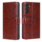 For Samsung Galaxy M55 5G Geometric Stitching Leather Phone Case(Dark Brown) - 1