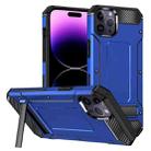 For iPhone 15 Pro Matte Holder Phone Case(Dark Blue) - 1