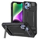 For iPhone 15 Matte Holder Phone Case(Black) - 1