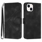 For iPhone 14 Line Pattern Skin Feel Leather Phone Case(Black) - 1