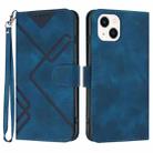 For iPhone 14 Plus Line Pattern Skin Feel Leather Phone Case(Royal Blue) - 1