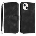 For iPhone 14 Plus Line Pattern Skin Feel Leather Phone Case(Black) - 1