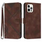 For iPhone 14 Pro Line Pattern Skin Feel Leather Phone Case(Coffee) - 1