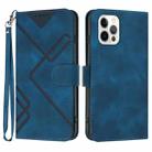 For iPhone 14 Pro Max Line Pattern Skin Feel Leather Phone Case(Royal Blue) - 1